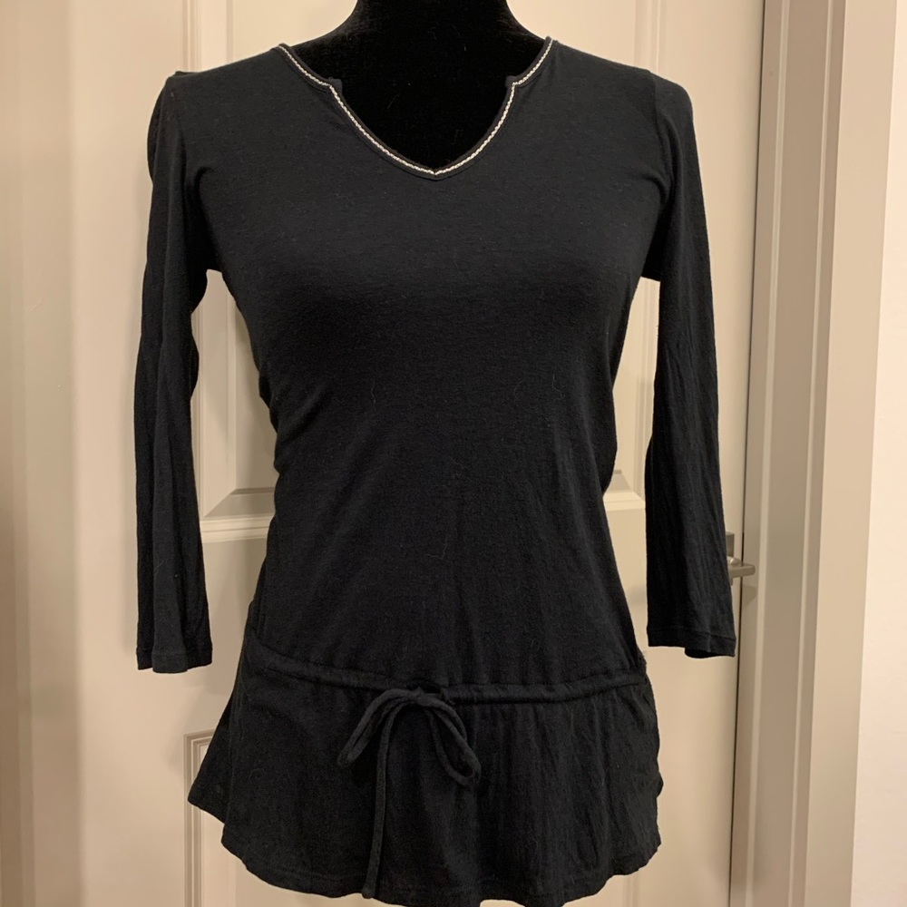 Black 3/4 Sleeve Tunic with Silver Accents